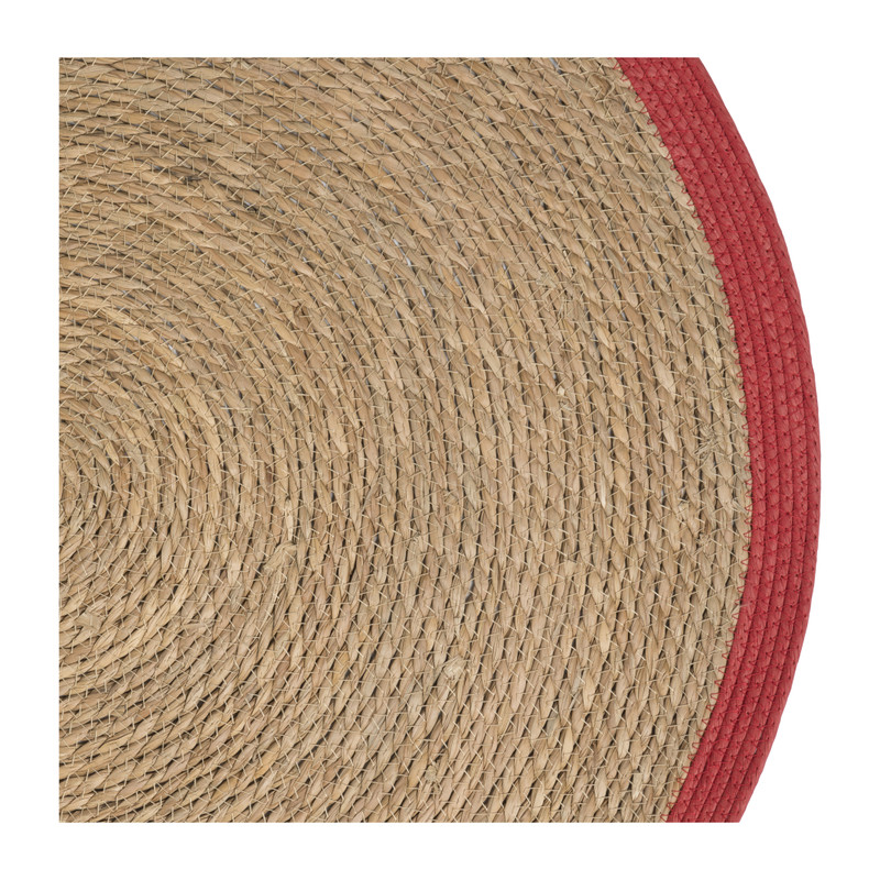 Vloerkleed koraal rond - naturel/rood - ø87 cm