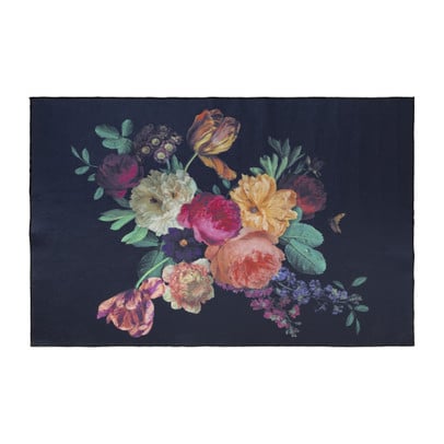Volwassen Voorloper Samenpersen Vloerkleed bloemen print - blauw - 120x180 cm | Xenos