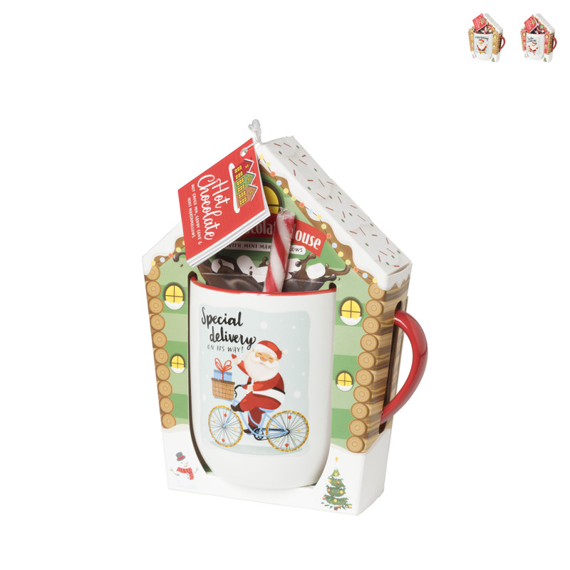 Santa&apos;s house mok met chocomelk - diverse varianten